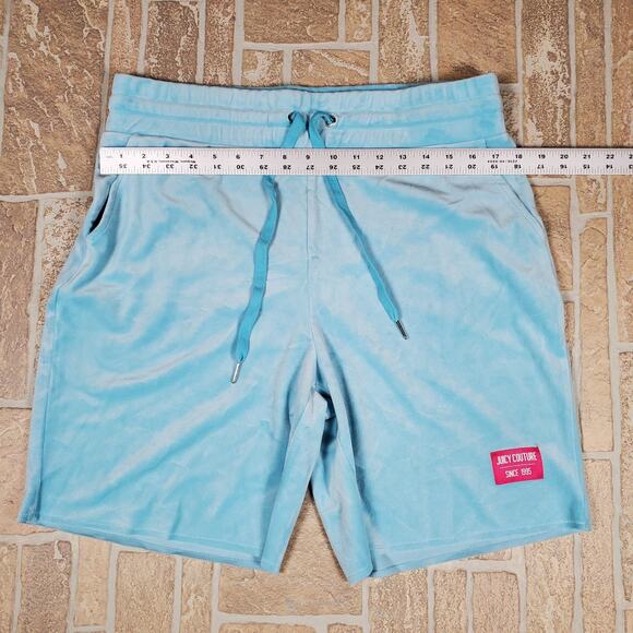 Juicy Couture Luxe Velour Long Short Spring Blue Size Large - Picture 5 of 6